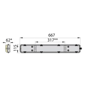 HERMETIC Flat 2x10W 60 IP65